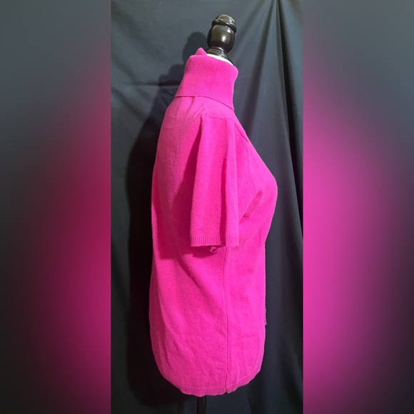 Bellina Hot Pink Wool/Cashmere Blend Turtleneck W/ Short Sleeves!! - Picture 5 of 14